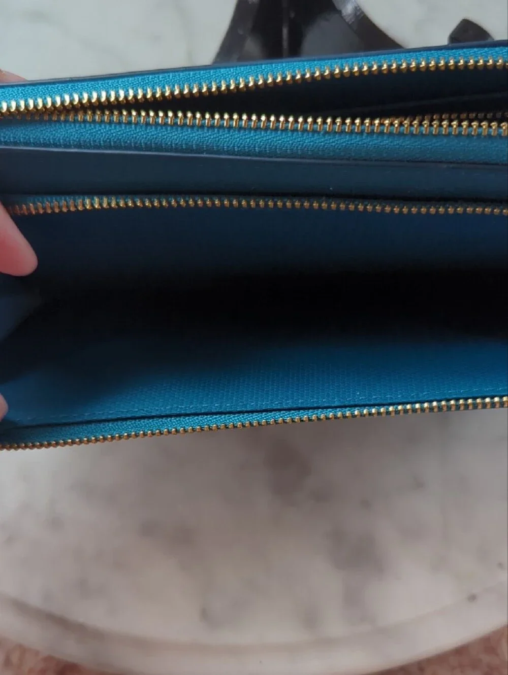 Coach Teal Zip-Around Wristlet Wallet